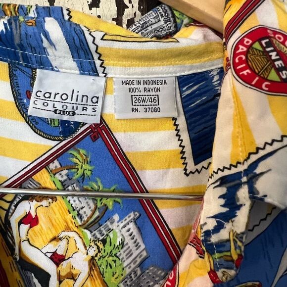 Vintage Rayon Hotel Miami Button down shirt. Women’s size 26 W Nice and cool. - Picture 3 of 8